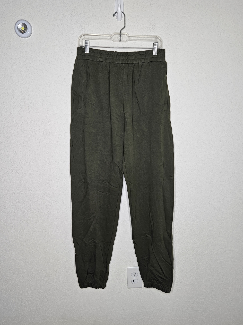 Naked Wardrobe Olive Green Jogger Sweatpants Elastic Waist Pockets Lounge Size L